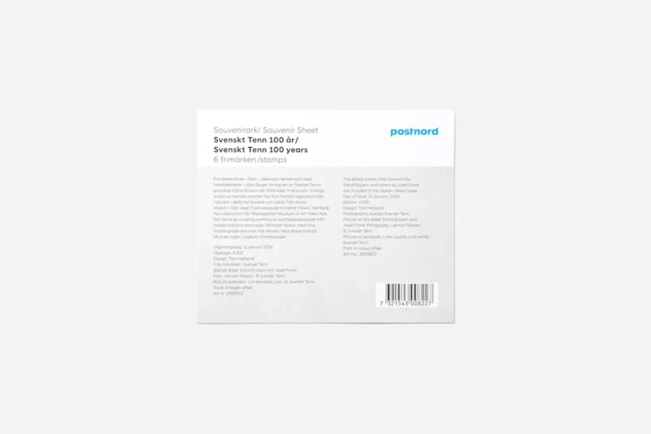 Frimärken Souvenirark Svenskt Tenn